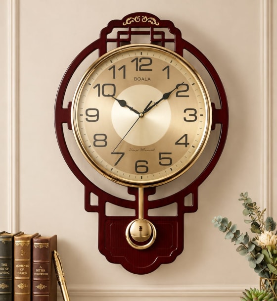 Classic Wood & Brass Pendulum Clock