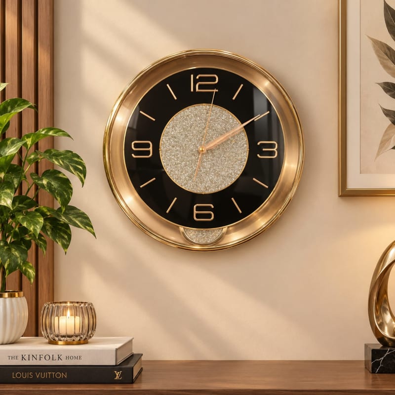 Royal Gold & Black Clock