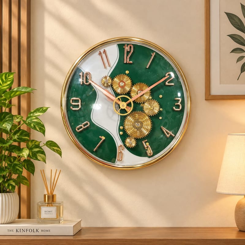 Modern Green Marble Mechanical Wall Clock