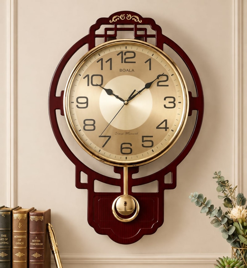 Classic Wood & Brass Pendulum Clock