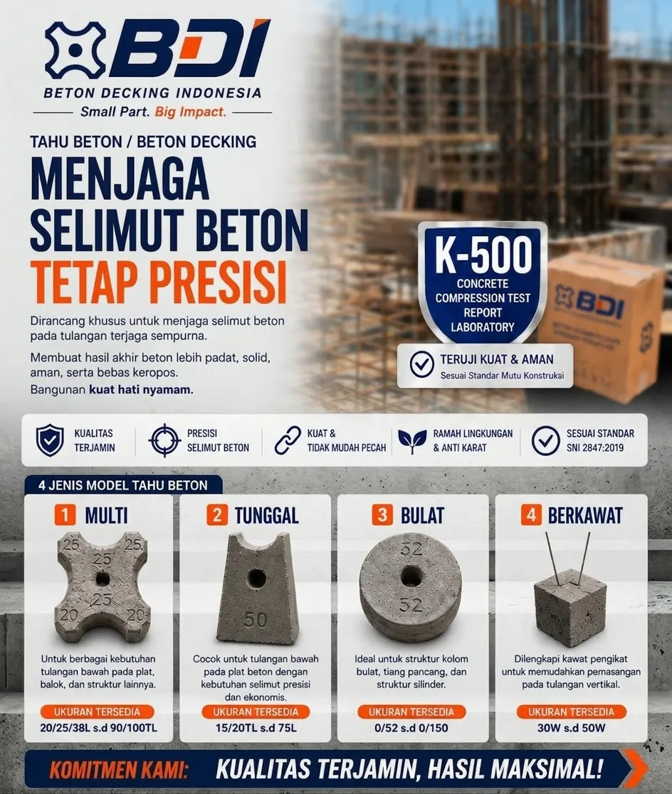 Panduan Lengkap Pengadaan Beton Decking (Tahu Beton) K-500 di Kota Banjarbaru: Spesifikasi, Harga, dan Vendor Terpercaya