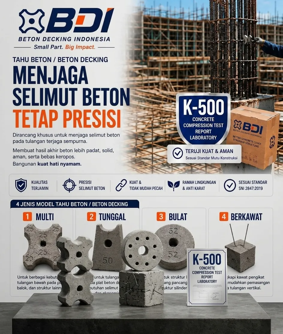 Panduan Lengkap Pengadaan Beton Decking (Tahu Beton) K-500 di Kota Banjarmasin: Standar Mutu, Harga, dan Supplier Terpercaya