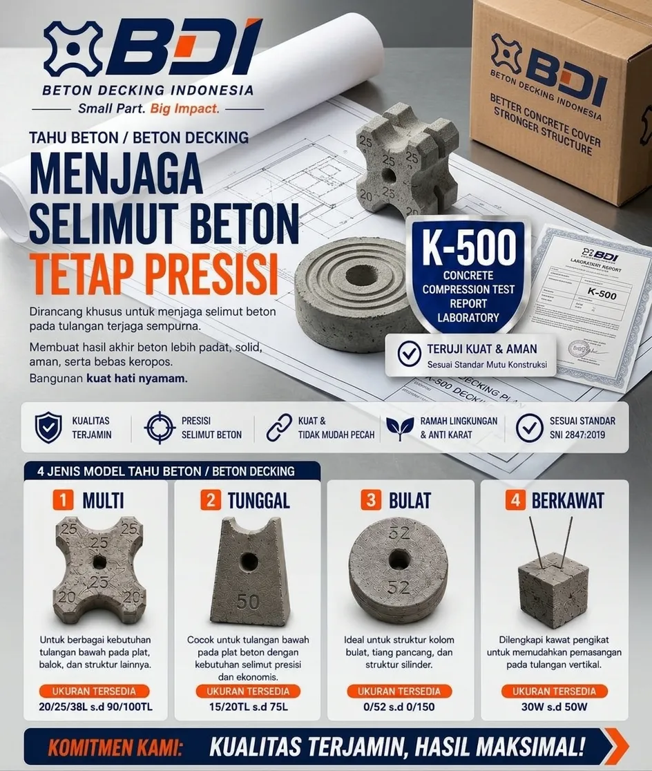 Panduan Lengkap Pengadaan Beton Decking (Tahu Beton) K-500 di Kabupaten Malang: Standar Mutu, Harga, dan Implementasi Proyek