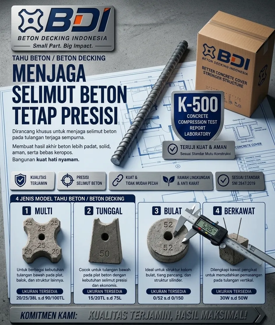 Panduan Lengkap Pengadaan Beton Decking (Tahu Beton) K-500 di Kabupaten Mojokerto: Standar Mutu, Harga, dan Supplier Terpercaya