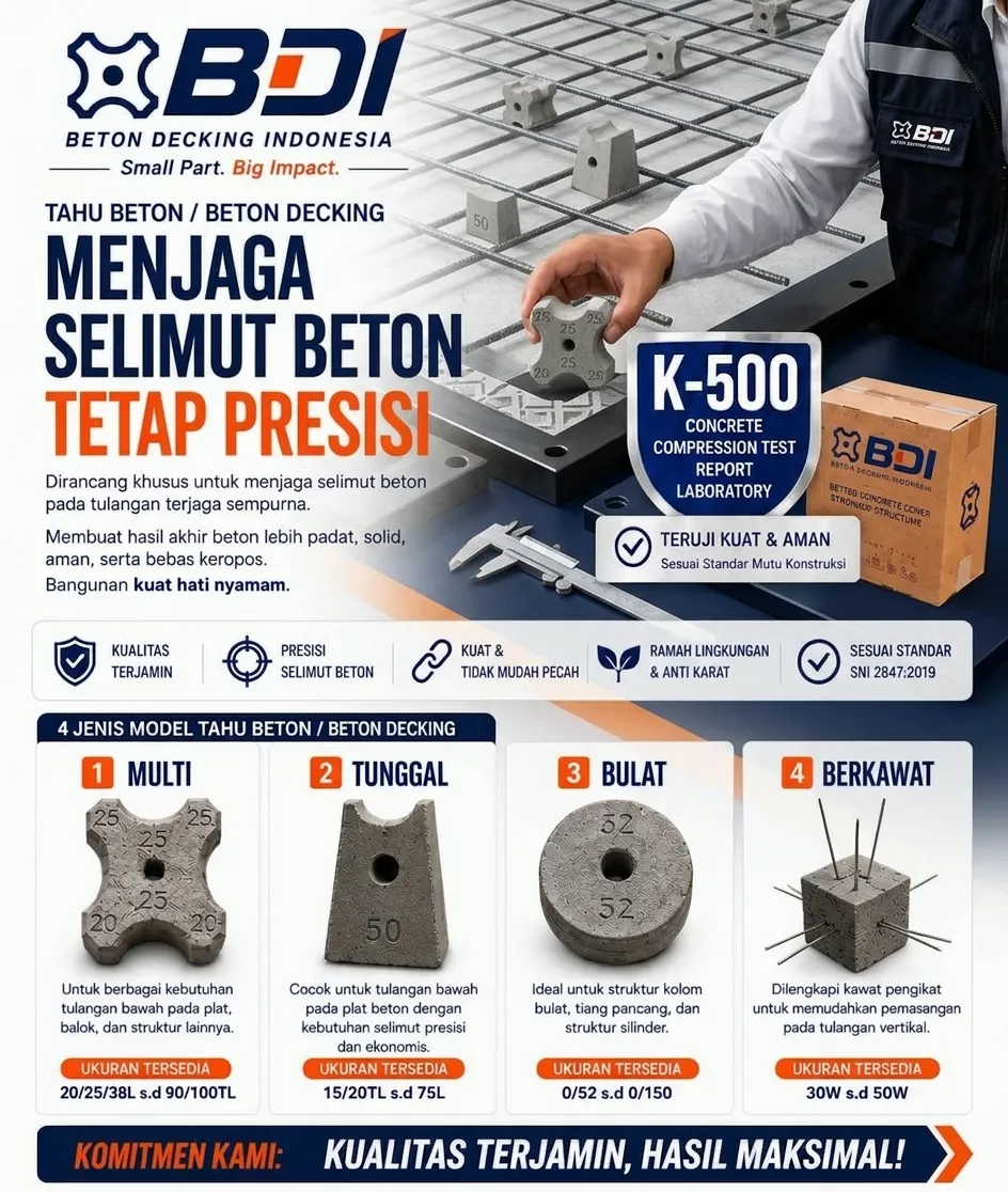 Panduan Lengkap Pengadaan Beton Decking (Tahu Beton) K-500 di Kabupaten Tulang Bawang Barat: Spesifikasi, Harga, dan Vendor Terpercaya