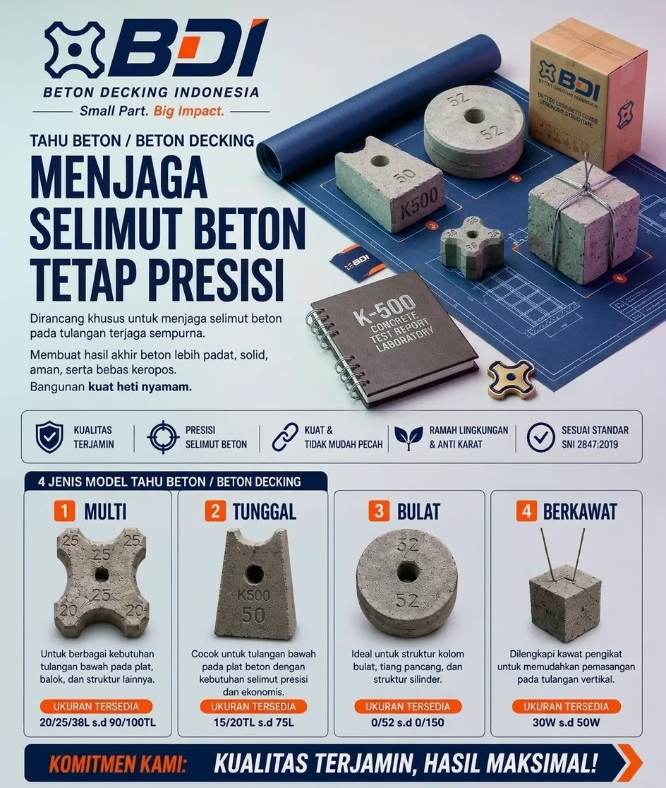 Panduan Lengkap Pengadaan Beton Decking (Tahu Beton) K-500 di Kabupaten Bogor: Standar, Spesifikasi, dan Supplier Terbaik