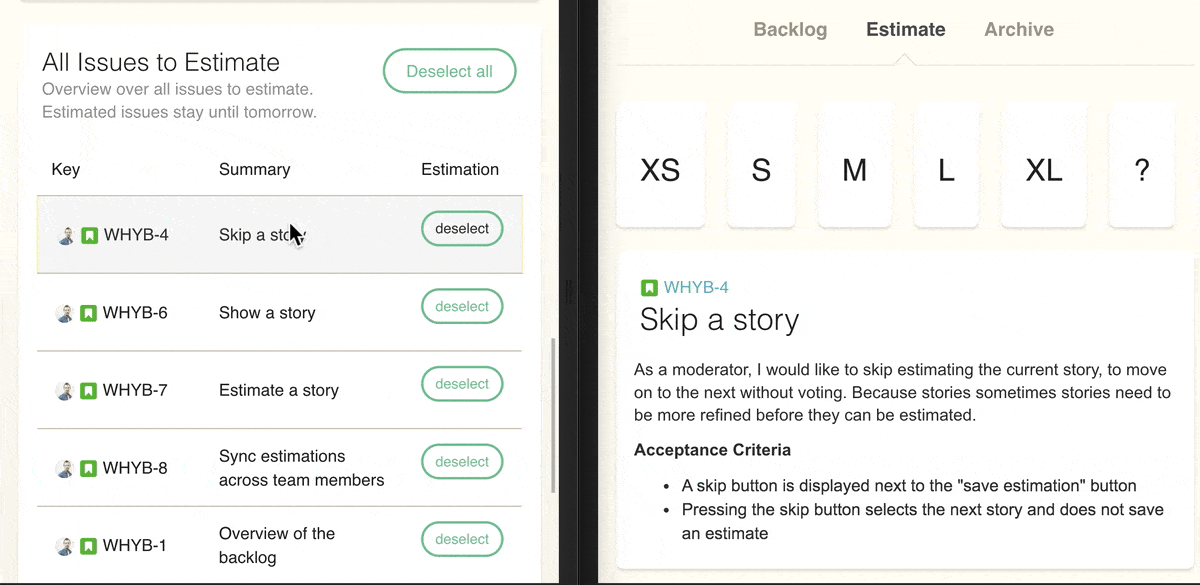 Screenshot moderating a session