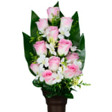 Pink Rosebud & Jasmine (Mausoleum Silk Cemetery Flowers)