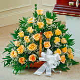 Peach, Orange & White Rose Fireside Basket