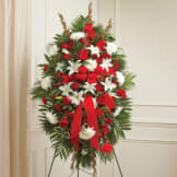 Sympathy Standing Spray in Christmas Colors