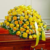 Yellow & White Rose Half Casket Cover