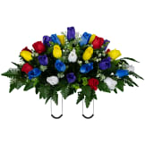 Multi Color Rose Bud (Silk Cemetery Flowers)
