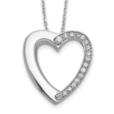 Sterling Silver Rhodium-Plated CZ Open Heart Ash Holder Memorial Necklace – 18”