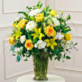 Yellow & White Large Sympathy Vase Arrangement