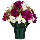 Plum Peony and White Hydrangea (Silk Cemetery Flowers)