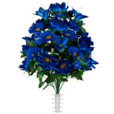 Royal Blue Lilies and Daisies (Silk Cemetery Flowers)