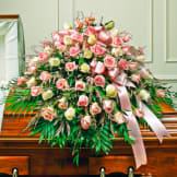 Pink & White Rose Half Casket Cover