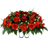 Fire Orange Amaryllis and Rose (Silk Cemetery Flowers)