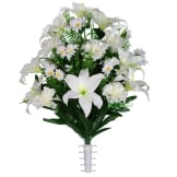 Cream Lily Carnation and Daisies (Silk Cemetery Flowers)