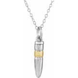 Sterling Silver Bullet Urn Necklace with 14K Gold Accent