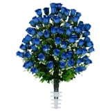 Blue Sweetheart Rose (Silk Cemetery Flowers)