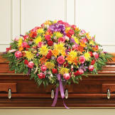 Multicolor Bright Mixed Flower Full Casket Cover