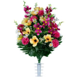Yellow Anemone Garden Mix Bouquet (Silk Cemetery Flowers)