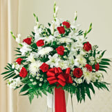 Red & White Sympathy Standing Basket