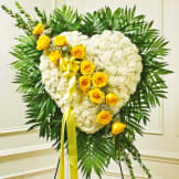 Solid White Standing Heart With Yellow Rose Break