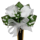 "Gentle Farewell" White Rose (Cremation Silk Cemetery Flowers)