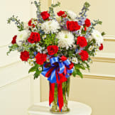 Red, White & Blue Large Sympathy Vase Arrangement