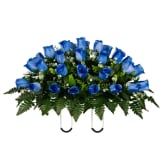 Blue Rose Buds Saddle (Silk Cemetery Flowers)
