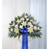 Heartfelt Sympathies Blue & White Funeral Standing Basket