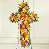 Multicolor Bright Mixed Flower Standing Cross