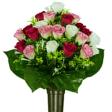 Pink and White Mixed Roses (Silk Mausoleum Flowers)