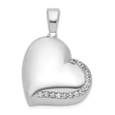 Sterling Silver Rhodium-Plated Polished CZ Heart Ash Holder Pendant