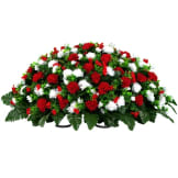 Red and White Mums (Silk Cemetery Flowers)