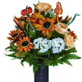 Auburn Sunflower and Pumpkin Mix (Silk Cemetery Flowers)