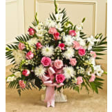 Pink & White Sympathy Floor Basket