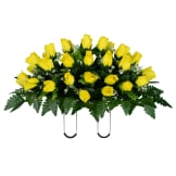 Sympathy Yellow Rose Buds (Silk Cemetery Flowers)