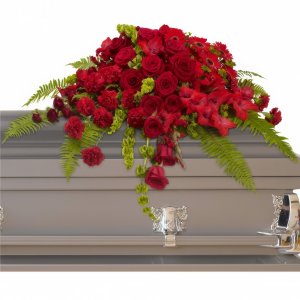 Red Rose Sanctuary Casket Spray flower arrangement