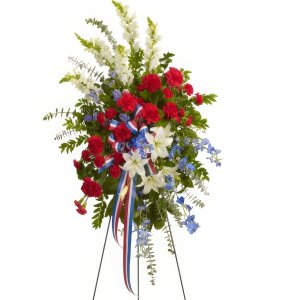 Sacred Duty Spray flower arrangement