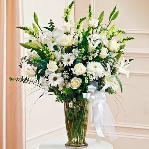 White (Large) Sympathy Vase Arrangement