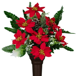 Red Poinsettias (Silk Mausoleum Flowers)