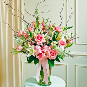 Pink & White Large Sympathy Vase Arrangement