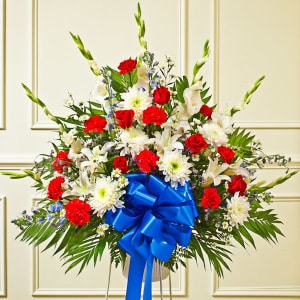 Red, White & Blue Sympathy Standing Basket