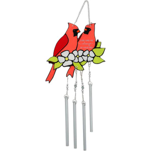 "Always By Your Side" Cardinal Stained Glass Memorial Wind Chime
