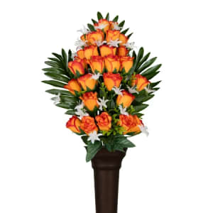 Sunrise Sweetheart Roses (Silk Mausoleum Flowers)