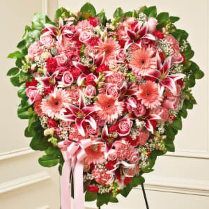 Pink Mixed Flower Solid Standing Heart