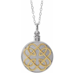 Sterling Silver Celtic Knot Ash Holder Necklace with 14K Gold-Plated Detail